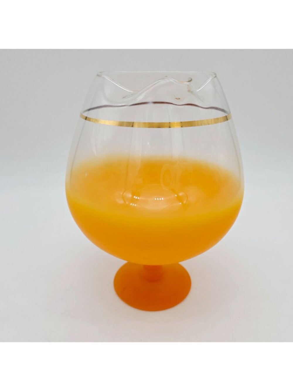 Mid-Century Blendo Pitcher Orange Ombre Glass With Gold Rim - Picture 4 of 8